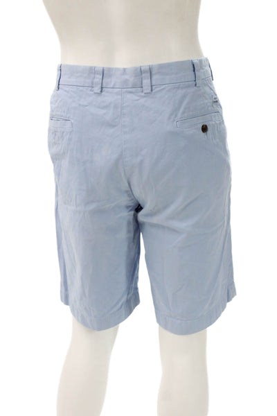 Brooks Brothers Mens Bermuda Shorts Blue Cotton Button Closure Size 35