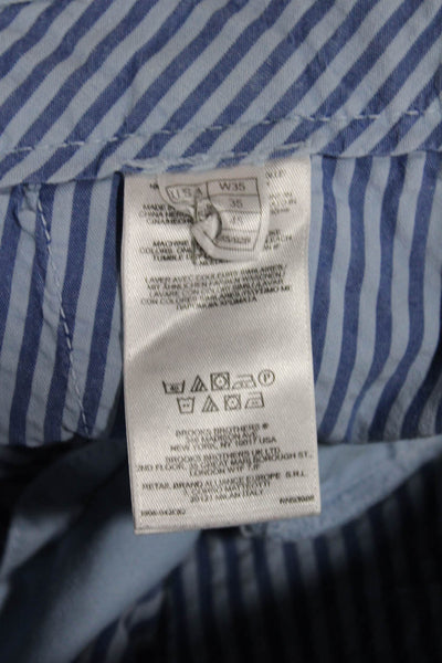 Brooks Brothers Mens Bermuda Shorts Blue Cotton Button Closure Size 35