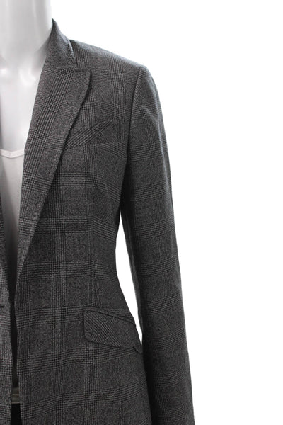 Paul Smith Women Wool Plaid Blazer Gray Buttoned Long Sleeve Size 44