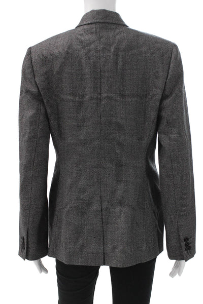 Paul Smith Women Wool Plaid Blazer Gray Buttoned Long Sleeve Size 44