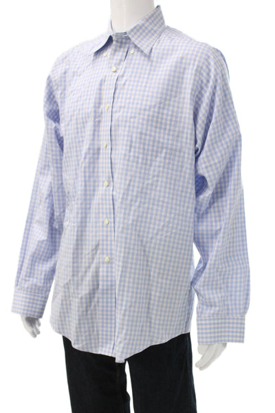 Brooks Brothers Mens Buttoned-Down Check Supima Cotton Shirt Blue Size XL