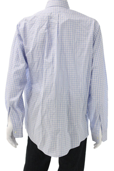 Brooks Brothers Mens Buttoned-Down Check Supima Cotton Shirt Blue Size XL