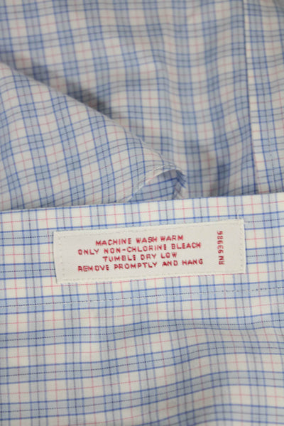 Brooks Brothers Mens Buttoned-Down Check Supima Cotton Shirt Blue Size XL