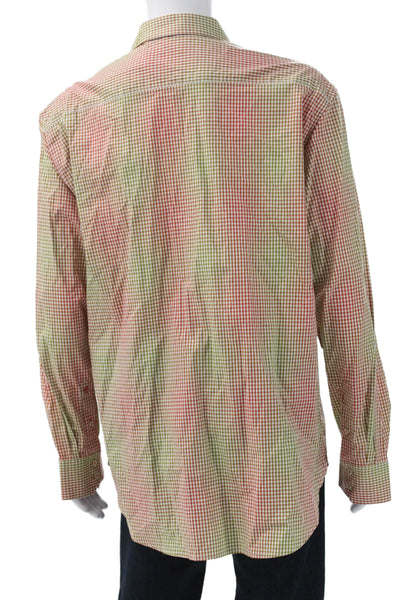Robert Graham Mens Button Up Collared Check Cotton Long Sleeve Shirt Size 3XL