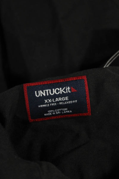 Untuckit Mens Black Cotton Collared Solid Long Sleeve Button Up Shirt Size 2XL