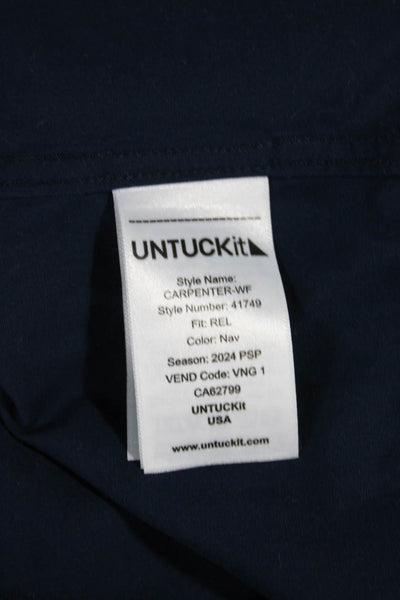 Untuckit Mens Button Up Collared Long Sleeve Cotton Shirt Blue Size 2XL