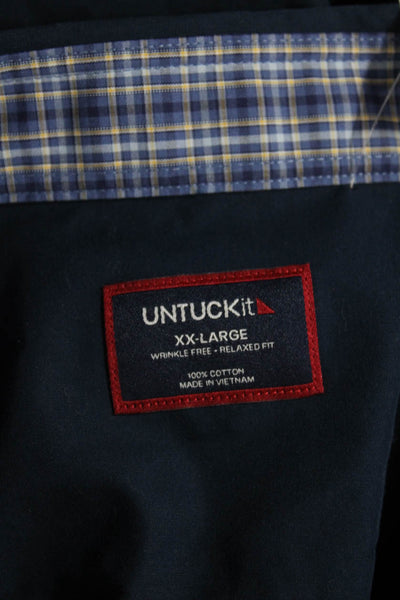 Untuckit Mens Button Up Collared Long Sleeve Cotton Shirt Blue Size 2XL
