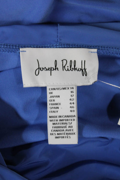 Joseph Ribkoff Women Shift Dress Blue Cowl Neck Sleeveless Midi Size 14