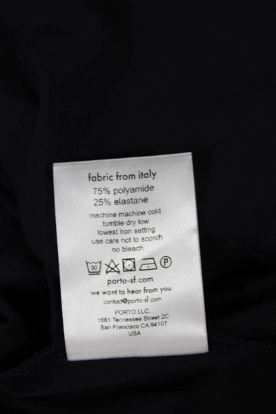 Porto Women Shift Dress Black 3/4 Sleeve Round Neck Geometric Size 1