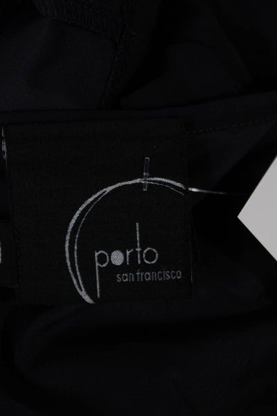Porto Women Shift Dress Black 3/4 Sleeve Round Neck Geometric Size 1