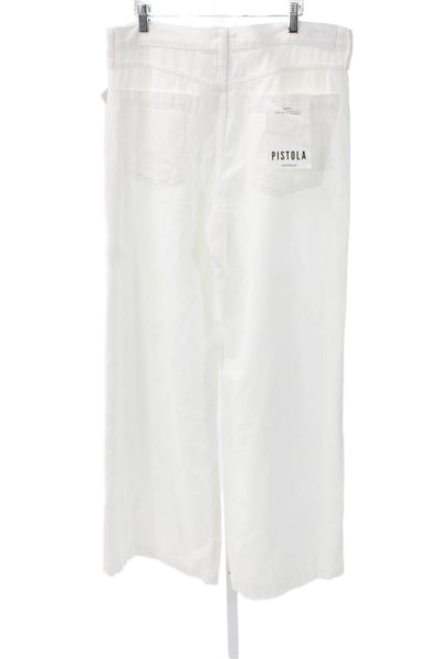 Pistola Womens Wide Leg High Rise Jeans White Cotton Size 31