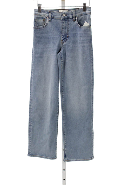 Frame Womens Wide-Leg Jeans Blue Cotton High Rise Button Size 24