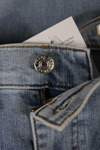 Frame Womens Wide-Leg Jeans Blue Cotton High Rise Button Size 24
