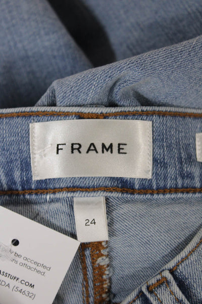 Frame Womens Wide-Leg Jeans Blue Cotton High Rise Button Size 24