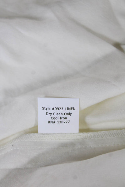 Estelle & Finn Women Ivory Linen Collared Button Up Long Sleeve Top Size L