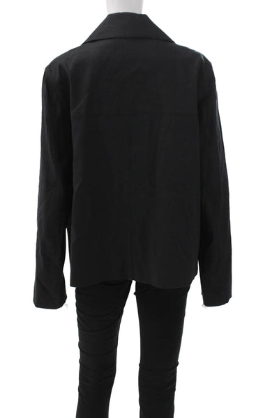 Estelle & Finn Womens Basic Jacket Black Linen Button Long Sleeve Size 10