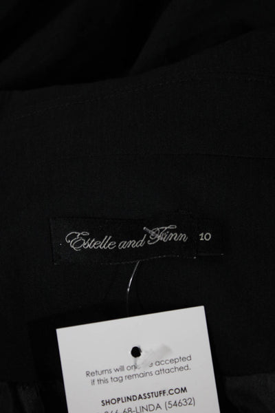 Estelle & Finn Womens Basic Jacket Black Linen Button Long Sleeve Size 10