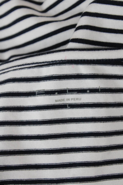 ELI Womens Basic Striped Cotton Tank Sleeveless Round Neck White Size L