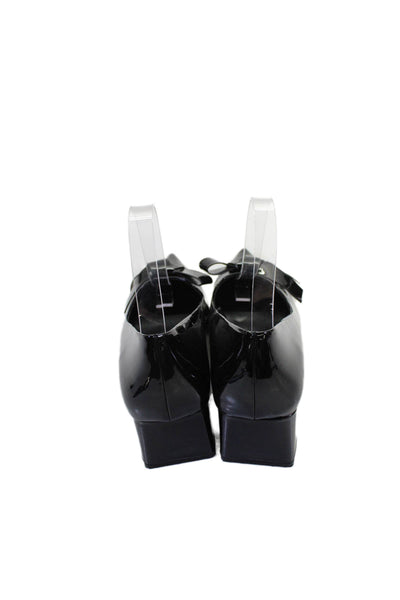 Zara Womens Slip On Block Heel Pointed Toe Knotted PVC Pumps Black Size 40