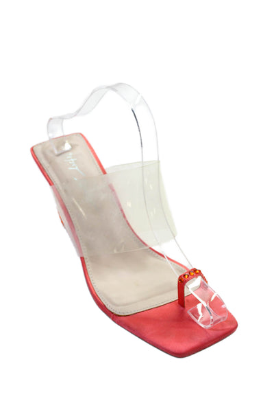 Betsey Johnson Womens Wedge Heel Rhinestone PVC Slide Sandals Clear Size 10