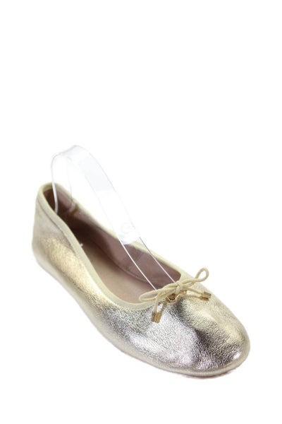 Steve Madden Womens Slip On Metallic Leather Blossoms Ballet Flats Gold Size 9.5