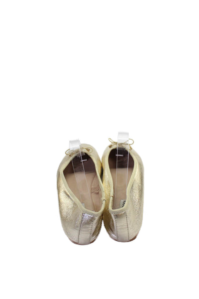 Steve Madden Womens Slip On Metallic Leather Blossoms Ballet Flats Gold Size 9.5
