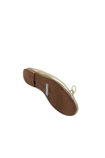 Steve Madden Womens Slip On Metallic Leather Blossoms Ballet Flats Gold Size 9.5