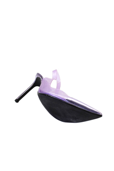 Zara Womens Stiletto Metallic Cap Toe PVC Slingback Pumps Purple Size 40