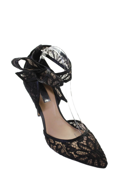 INC International Concepts Womens Stiletto Lace Bow Dorsay Pumps Black Size 10