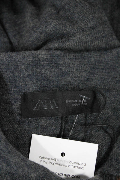 Zara Womens Henley Sweater Brown Argyle Collared Polyamide Size M