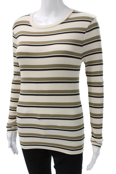 J Crew Women Basic Striped Cotton Crew Neck Long Sleeve T-Shirt Size S