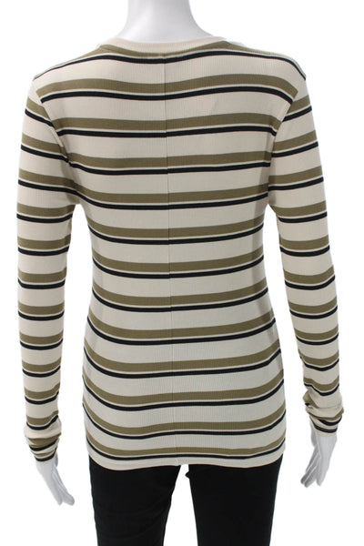 J Crew Women Basic Striped Cotton Crew Neck Long Sleeve T-Shirt Size S
