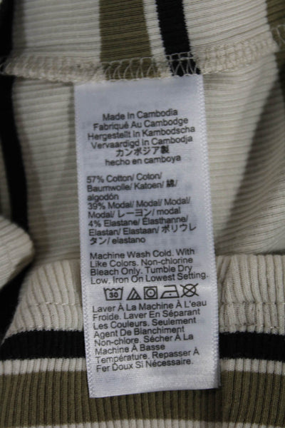 J Crew Women Basic Striped Cotton Crew Neck Long Sleeve T-Shirt Size S