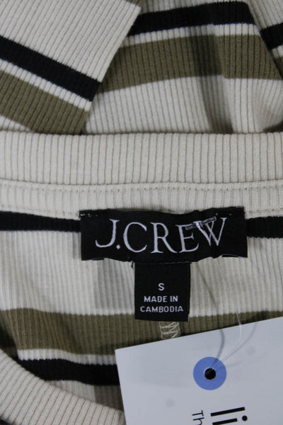 J Crew Women Basic Striped Cotton Crew Neck Long Sleeve T-Shirt Size S