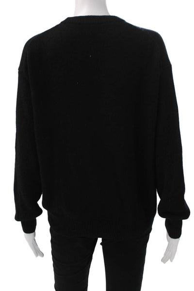 Zara Women Black Cashmere Crew Neck Long Sleeve Pullover Sweater Size S