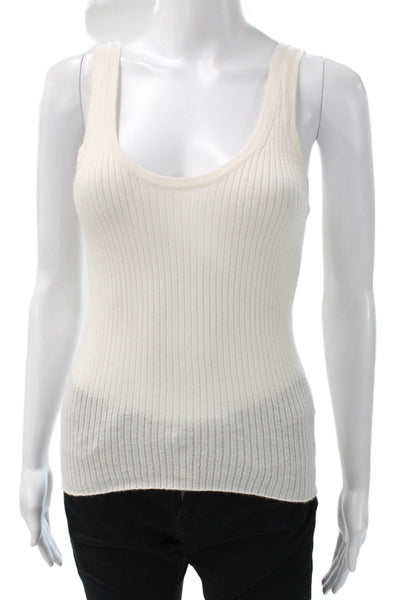 J Crew Women Cashmere Sleeveless Scoop Neck Basic Tank White Size S