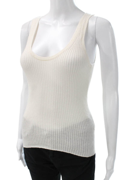 J Crew Women Cashmere Sleeveless Scoop Neck Basic Tank White Size S