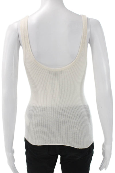 J Crew Women Cashmere Sleeveless Scoop Neck Basic Tank White Size S