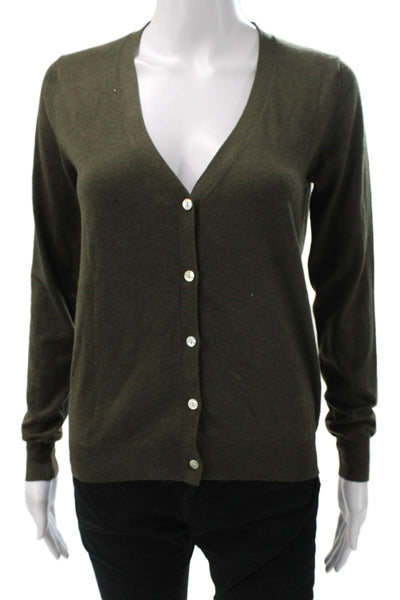 Zara Womens Green V Neck Cardigan Long Sleeve Size S