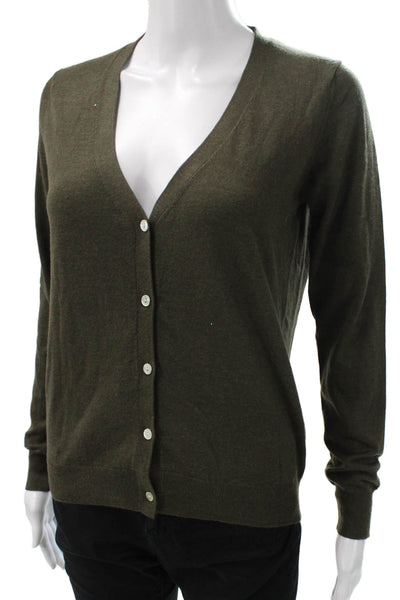 Zara Womens Green V Neck Cardigan Long Sleeve Size S