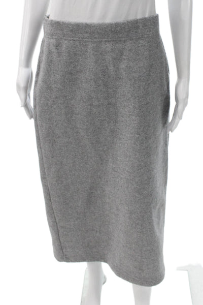 MNG Women Straight Pencil Skirt Long Gray Fleece Pull On Size M
