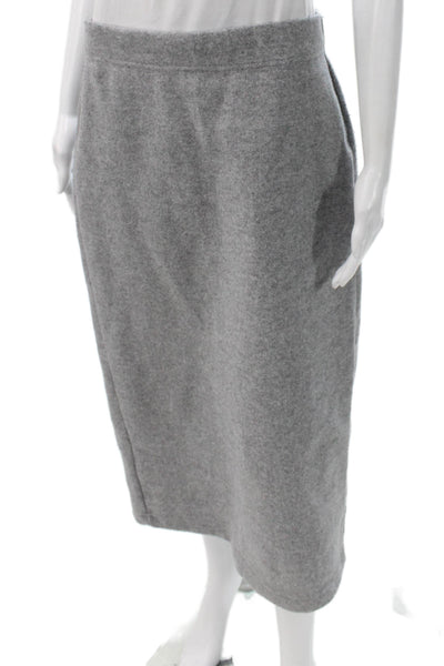 MNG Women Straight Pencil Skirt Long Gray Fleece Pull On Size M