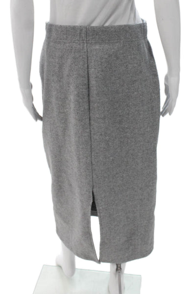 MNG Women Straight Pencil Skirt Long Gray Fleece Pull On Size M