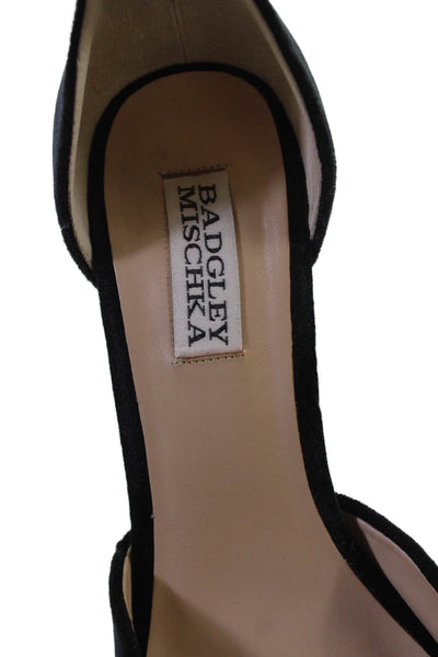 Badgley Mischka Womens Velvet Ankle Strap Platform Shoes Black Size 8