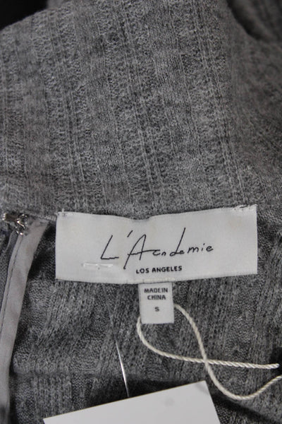L Academie Women Gray Rayon Collared Long Sleeve Romper Zip Size S