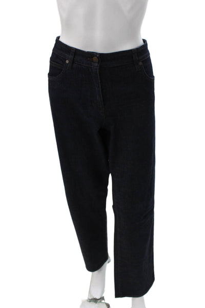Eileen Fisher Women Straight Jeans Blue Cotton Low Rise Button Size L