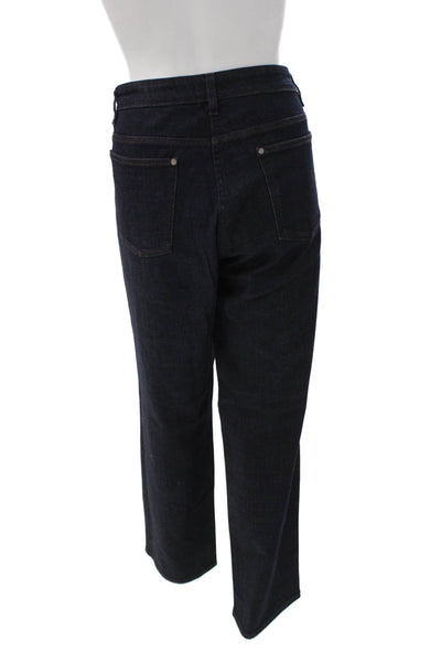 Eileen Fisher Women Straight Jeans Blue Cotton Low Rise Button Size L