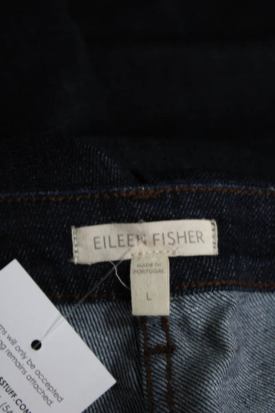 Eileen Fisher Women Straight Jeans Blue Cotton Low Rise Button Size L
