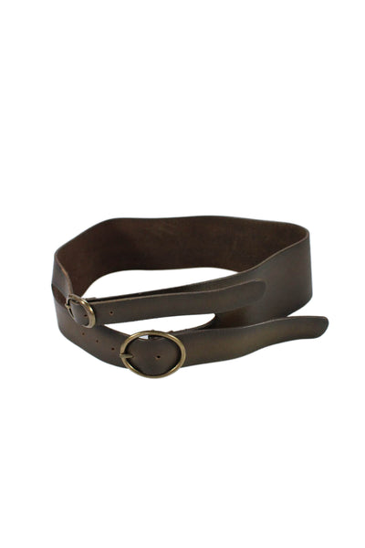 Free People Womens Leather Chunky Split Detail Belt Brown Size S