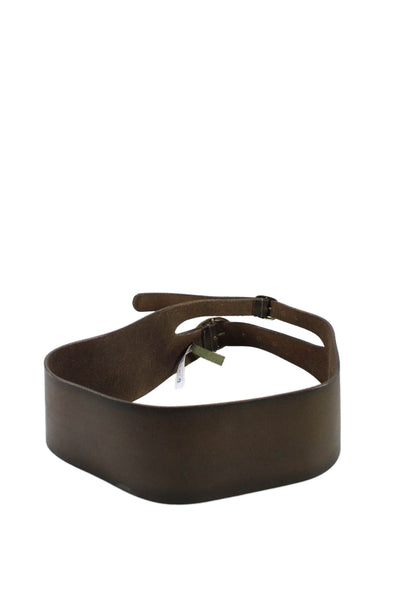 Free People Womens Leather Chunky Split Detail Belt Brown Size S